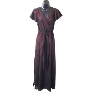 Modcloth Your Time To Shine Red Maxi Dress Small Metallic Whimsigoth‎ Vampire